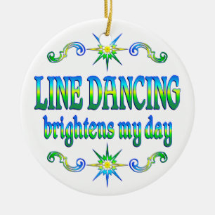 Line Dancing Brightens Ceramic Ornament