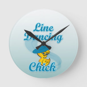 Line Dancing Chick #3 Round Clock