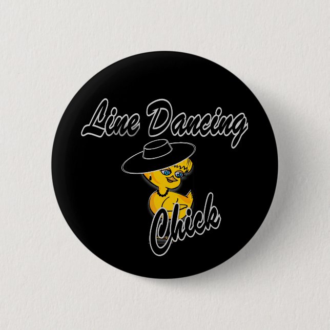 Line Dancing Chick #4 2 Inch Round Button (Front)