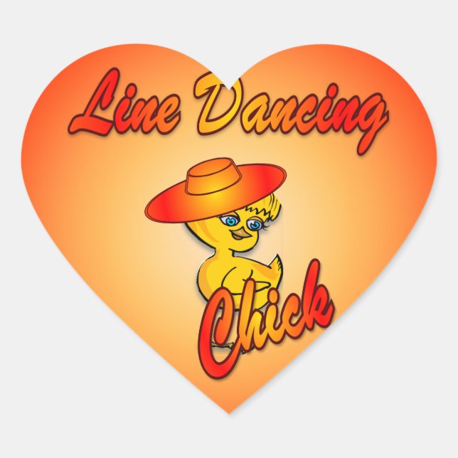 Line Dancing Chick #5 Heart Sticker (Front)