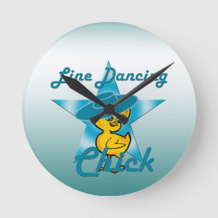 Line Dancing Chick #7 Round Clock