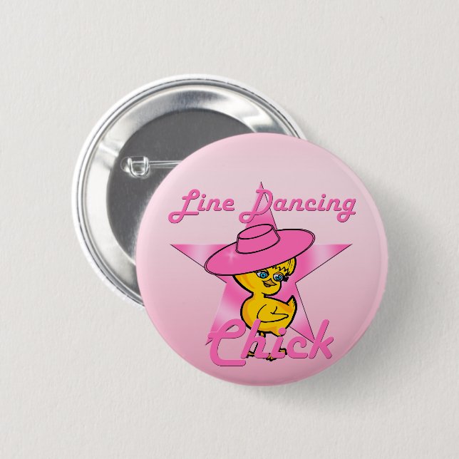Line Dancing Chick #8 2 Inch Round Button (Front & Back)