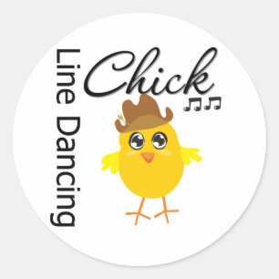 Line Dancing Chick Classic Round Sticker
