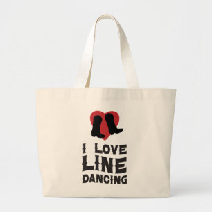 Line Dancing Cowboy Boots Cowgirl Country Music Large Tote Bag