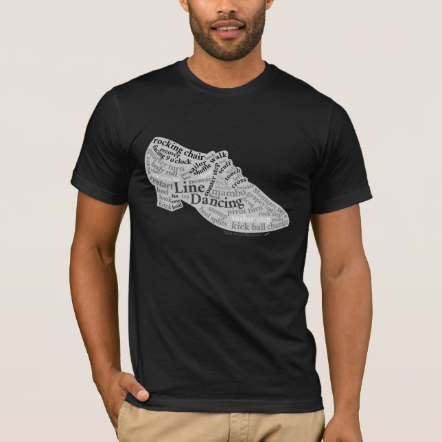 Line Dancing Dance Shoe Word Cloud Dancers Art Tee (Front)