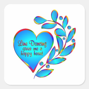 Line Dancing Happy Heart Square Sticker