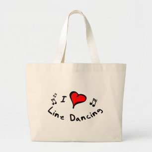 Line Dancing I Heart-Love Gift Large Tote Bag