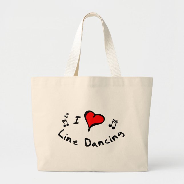 Line Dancing I Heart-Love Gift Large Tote Bag (Front)