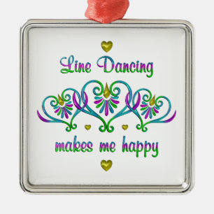 Line Dancing Makes Me Happy Metal Ornament