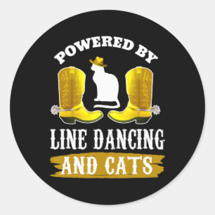 Line Dancing Shirt Funny Cat Lover Country Music L Classic Round Sticker
