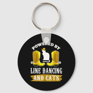 Line Dancing Shirt Funny Cat Lover Country Music L Keychain