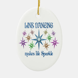 Line Dancing Sparkles Ceramic Ornament