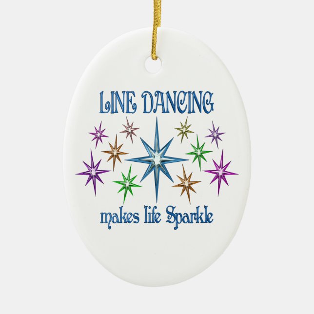 Line Dancing Sparkles Ceramic Ornament (Front)