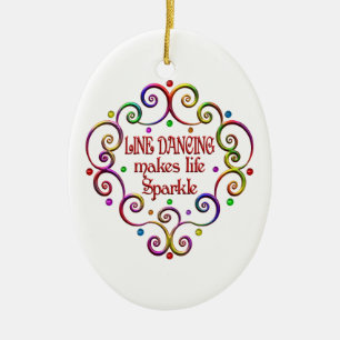 Line Dancing Sparkles Ceramic Ornament