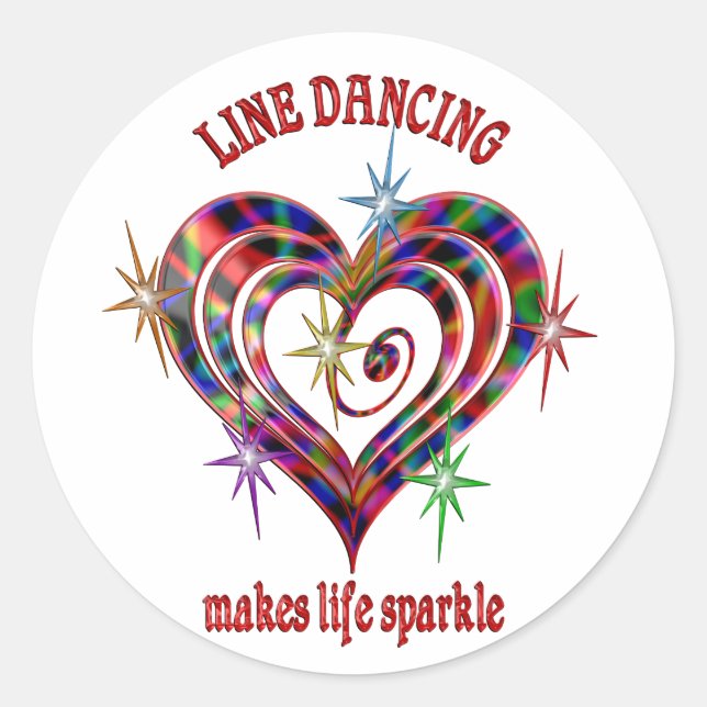 Line Dancing Sparkles Classic Round Sticker (Front)