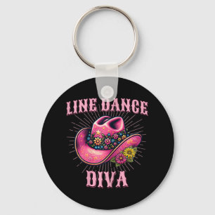 Line Dancing Western Pink Cowgirl Hat Line Dance D Keychain