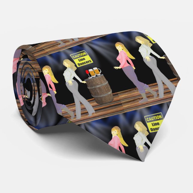 Line Dancing Women With Caution Sign Tie (Rolled)
