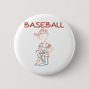 Line Drawing Baseball 2 Inch Round Button