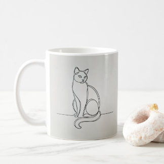 line-drawing cat  coffee mug