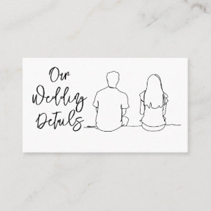 Line Drawing Couple RSVP Wedding Budget QR Code Business Card