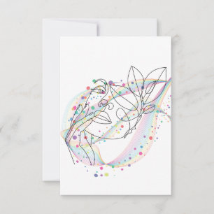 Line drawing face design simple arty design thank you card