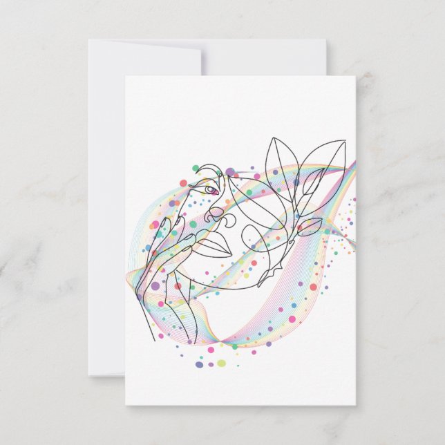 Line drawing face design simple arty design  thank you card (Front)