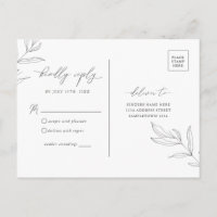 Line Drawing Foliage Leaf RSVP Postcard