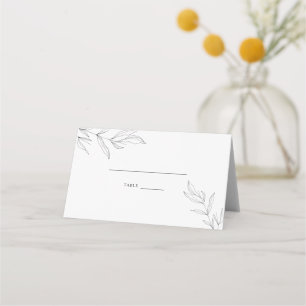 Line Drawing Foliage Leaf Wedding Place Card