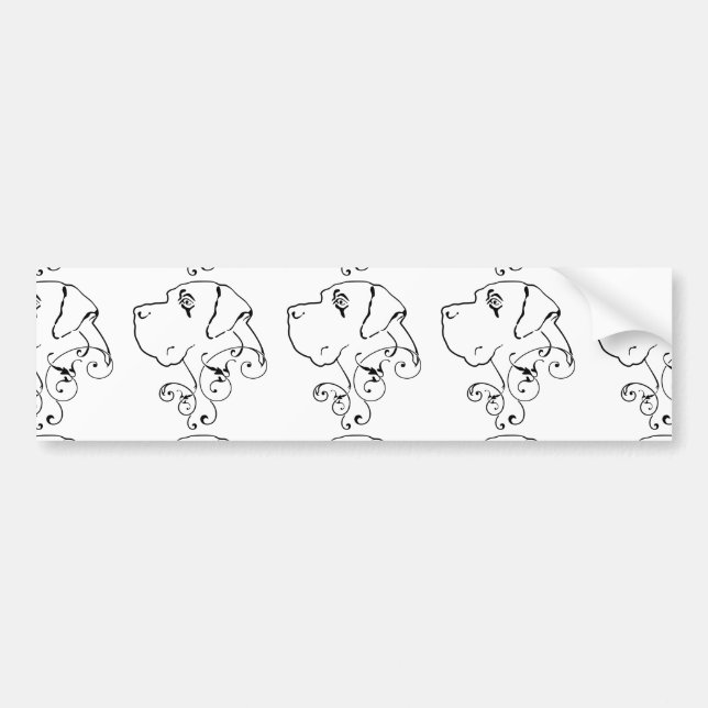 Line Drawing Great Dane Head Bumper Sticker (Front)