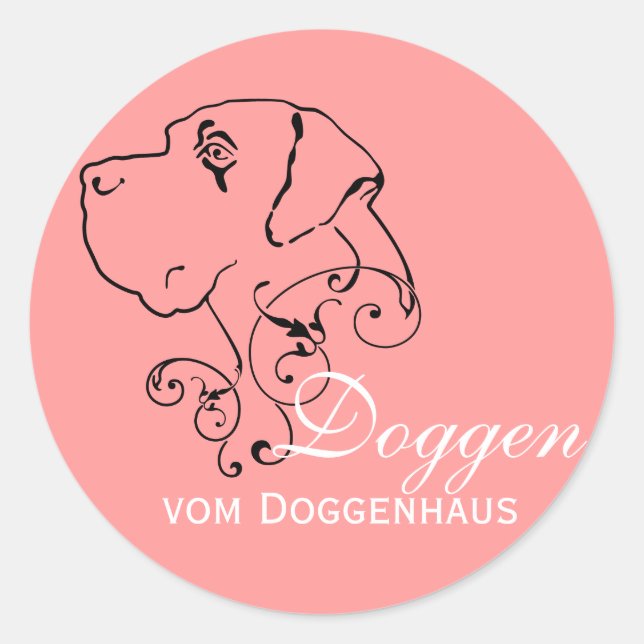 Line Drawing Great Dane Head Classic Round Sticker (Front)