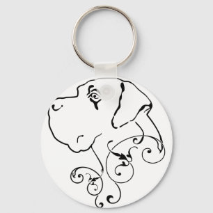 Line Drawing Great Dane Head Keychain