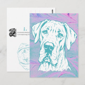 Line Drawing Great Dane Head Postcard