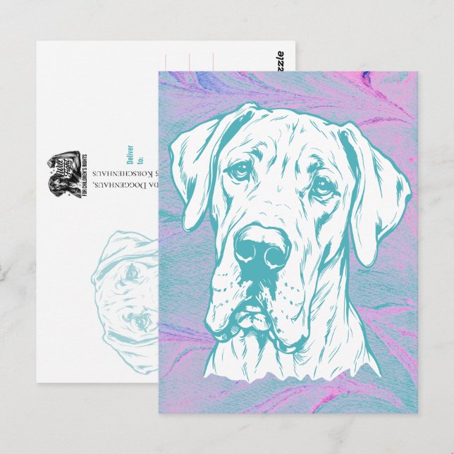 Line Drawing Great Dane Head Postcard (Front/Back)