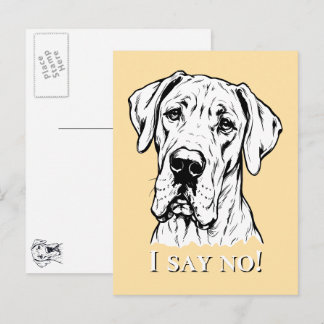 Line Drawing Great Dane Portrait  Postcard