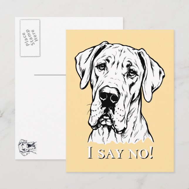 Line Drawing Great Dane Portrait  Postcard (Front/Back)