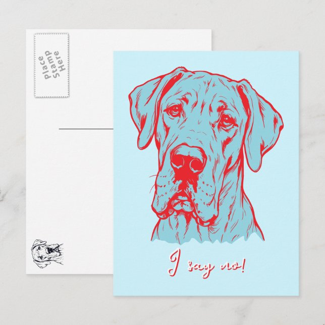 Line Drawing Great Dane Portrait  Postcard (Front/Back)