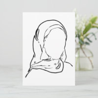 Line Drawing Muslim Girl Hijab Arab Woman Isolated