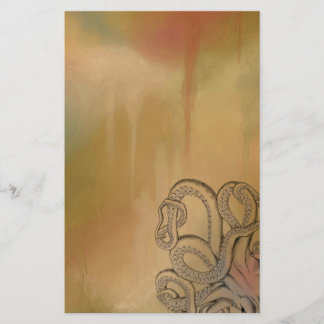 Line Drawing Octopus in Brown Stationery