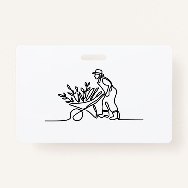 line drawing of a farmer or gardener badge (Front)