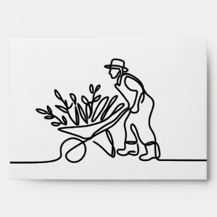 line drawing of a farmer or gardener envelope