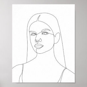 Line Drawing of a Pretty Woman Poster
