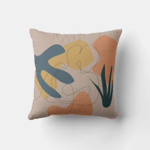 Line Drawing of Woman, Boho Artwork, Female Figure Throw Pillow