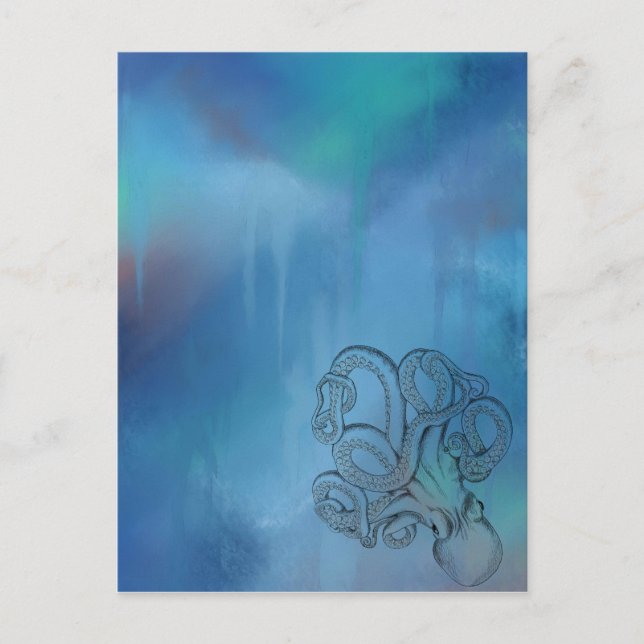 Line Drawing Realism Octopus Postcard (Front)