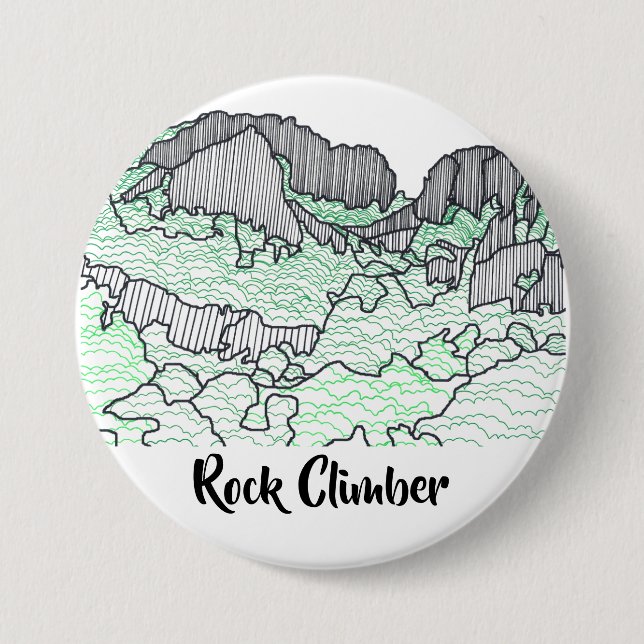 Line Drawing Rocks Mountains Rock Climber Buttons (Front)