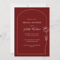 Line Drawing Rose Bridal Shower Invitation