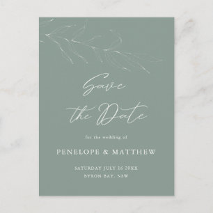 Line Drawing Sage Foliage Save the Date Postcard