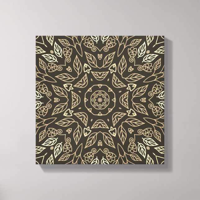 Line Drawing Sepia Tan Abstract Calm Home Wall Art (Front)