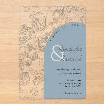 Line Drawn Arched Acrylic Wedding Invitation