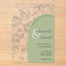 Line Drawn Arched Acrylic Wedding Invitation
