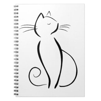 Line Drawn Black Cat Notebook